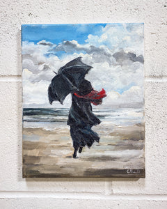 Off to The Sea with an Umbrella, Oil Painting