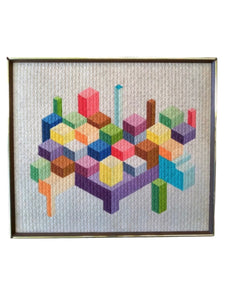 Vintage Quilted Colorful Cubes Wall Art