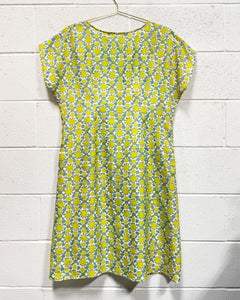 Vintage Dress with Chartreuse Flowers