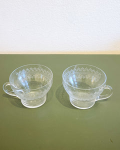 Vintage Pair of Small Needle Etched Cups