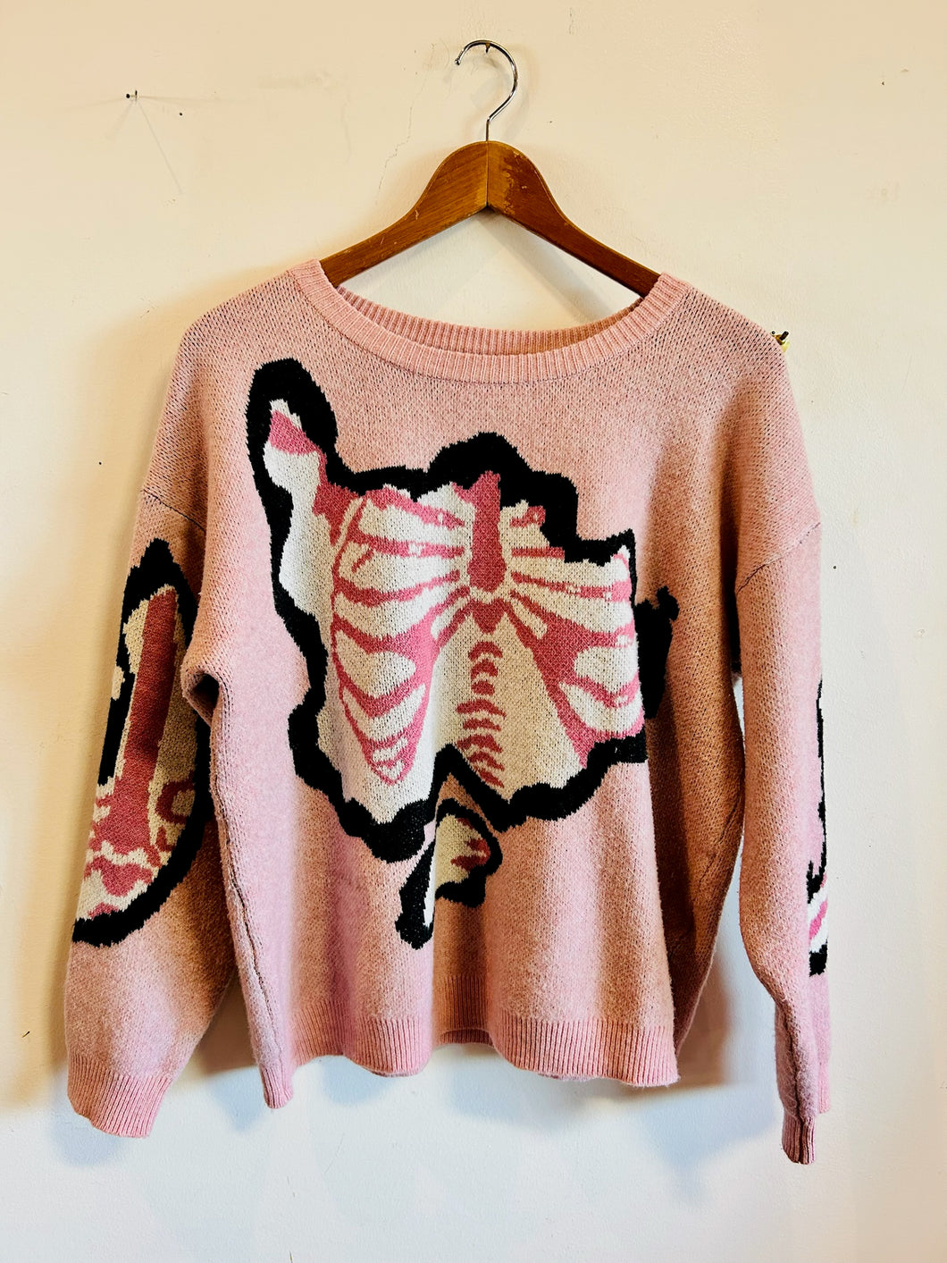 Pink and Black Skeleton Sweater