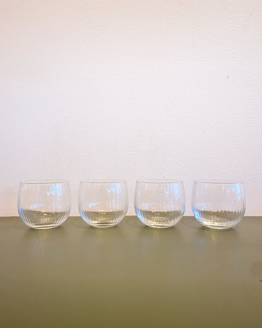 Set of 4 Ribbed Small Roly Poly Glasses