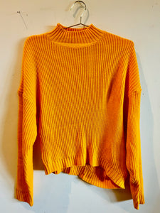 Knitted Long Sleeve Yellow Turtleneck Sweater