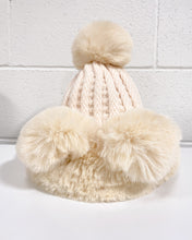 Load image into Gallery viewer, Cream Furry Beanie with Pom Pom
