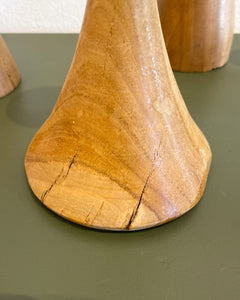 Set of 4 Eucalyptus Wood Candle Holders