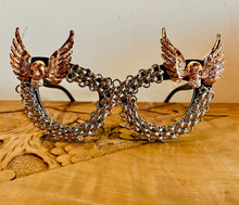 Load image into Gallery viewer, Sparkling Flying Skeletons in Bronze and Silver Cat Eye Sunnies
