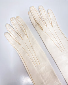 Vintage Delicate White Leather Gloves (7)