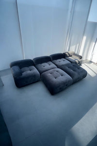 Black Button Tufted 5 Piece Modular Sofa