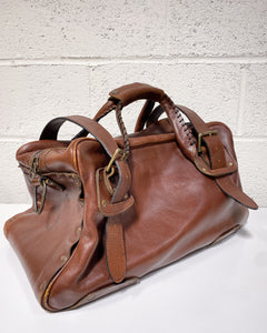 Vintage Brown Leather Overnight Bag