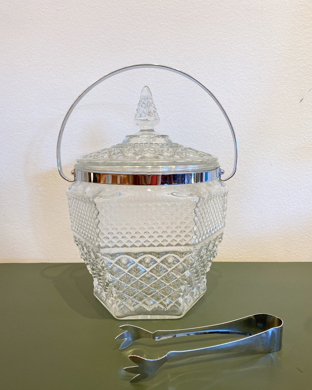 Vintage Art Deco Cut Glass Ice Bucket