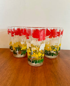 70’s Flowered Glasses set of 8