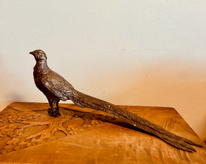 Bronze Pheasant With Long Tail Sculpture set of 2