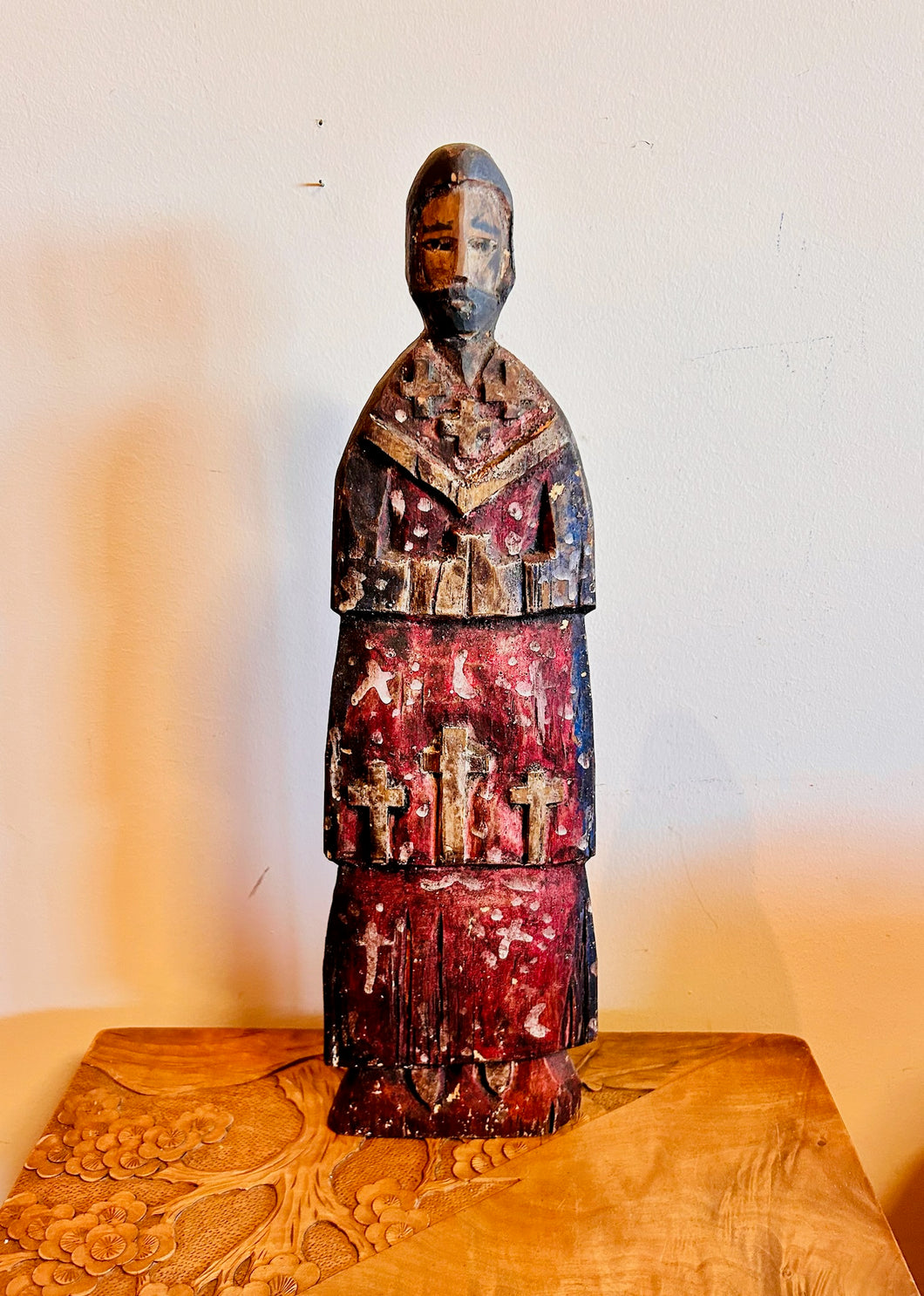 Vintage Hand Carved Wooden Folk Art Religious Santos Statue