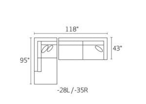 Michonne Sectional Sofa in Parallel Paprika