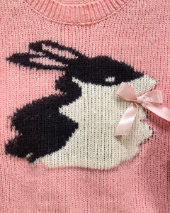 Pink Sweater with a Black Bunny (L)