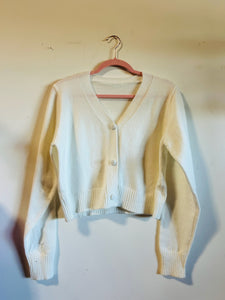 White Three Button Cardigan