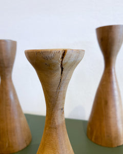 Set of 4 Eucalyptus Wood Candle Holders