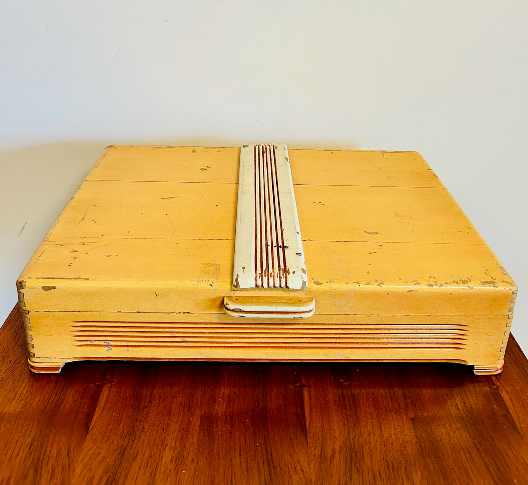 Unique Art Deco Royal Gold Plated Serving Flatware in Wooden Box