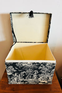 Beige on Black Fabric Keepsake Box