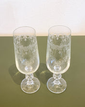 Load image into Gallery viewer, Vintage Pair of Cascade Needle Etched Champagne Flutes
