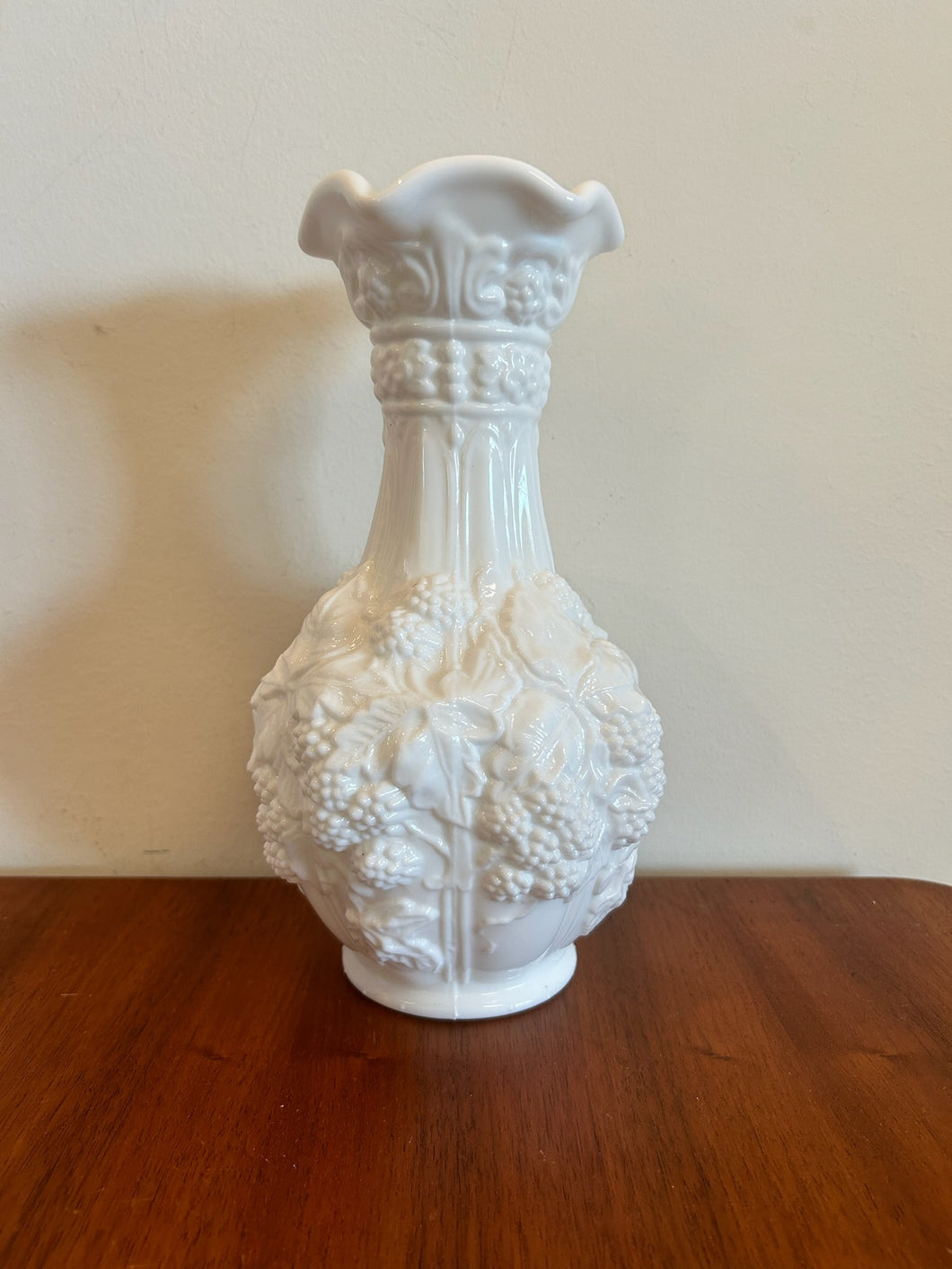 Loganberry Imperial Milk Glass Vase