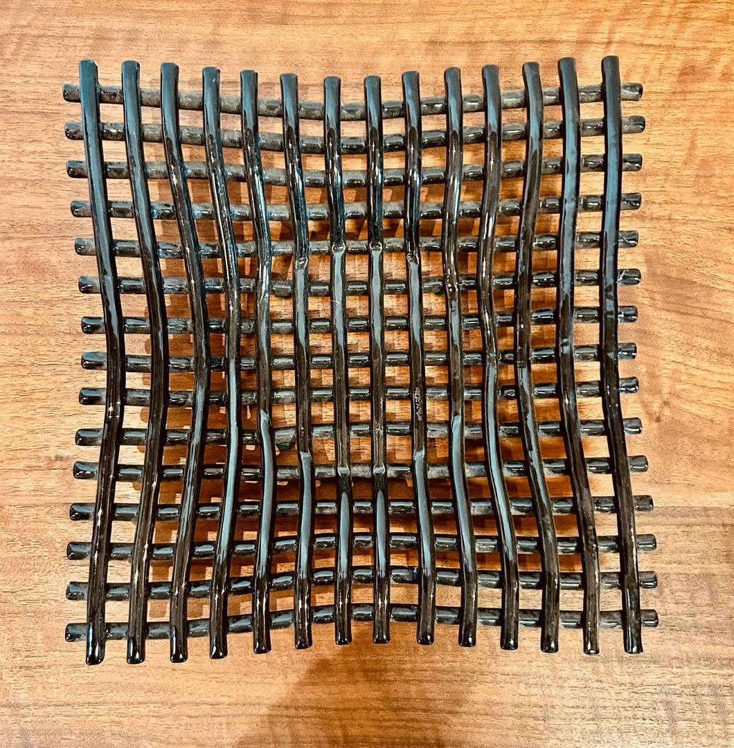 Black Decorative Wire Mesh Panel Ceramic Tray