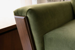 80" Desmond Walnut Framed Sofa in Olive Green