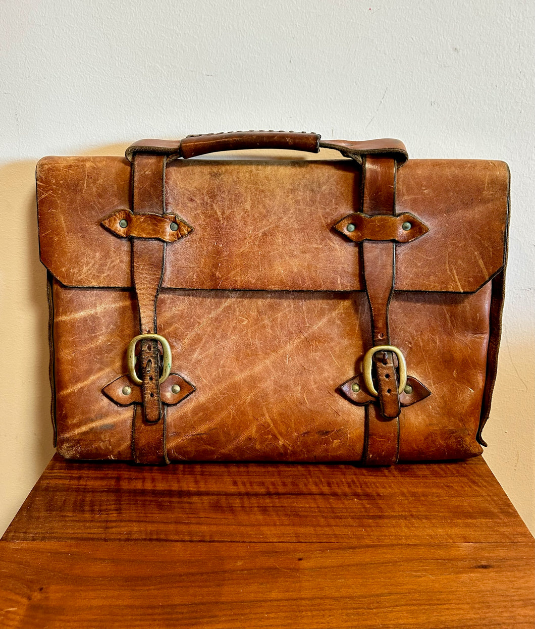 Vintage Leather Buckle Briefcase Bag