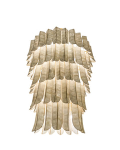 Layered Capiz Shell and Gold Leaf Hanging Chandelier