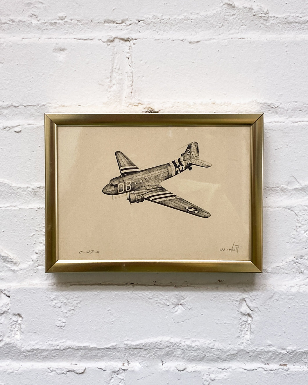 Etching of a Bomber by Aviation Artist Dan Witkoff