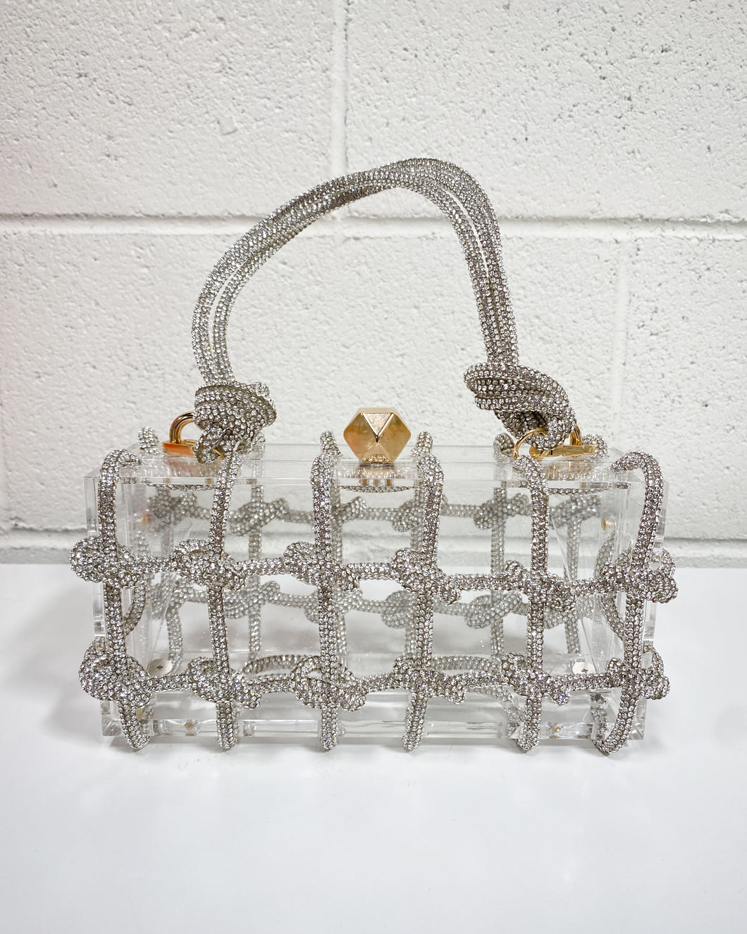 Clear Acrylic and Sparkle Grid Purse