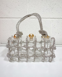 Clear Acrylic and Sparkle Grid Purse