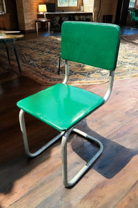 Retro Kelly Green Tubular Chrome Chair