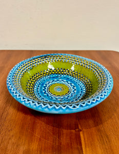 Multicolor Three Dimensional Hand Painted Carved Bowl