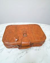 Load image into Gallery viewer, Vintage Faux Brown Leather Suitcase - Small
