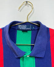 Load image into Gallery viewer, Red Blue and Green Striped Polo Shirt (L)
