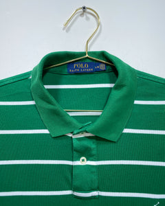 Green and White Striped Polo Shirt (L)