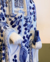 Load image into Gallery viewer, Traditional Blue and White Porcelain Chinese Figure in Robe
