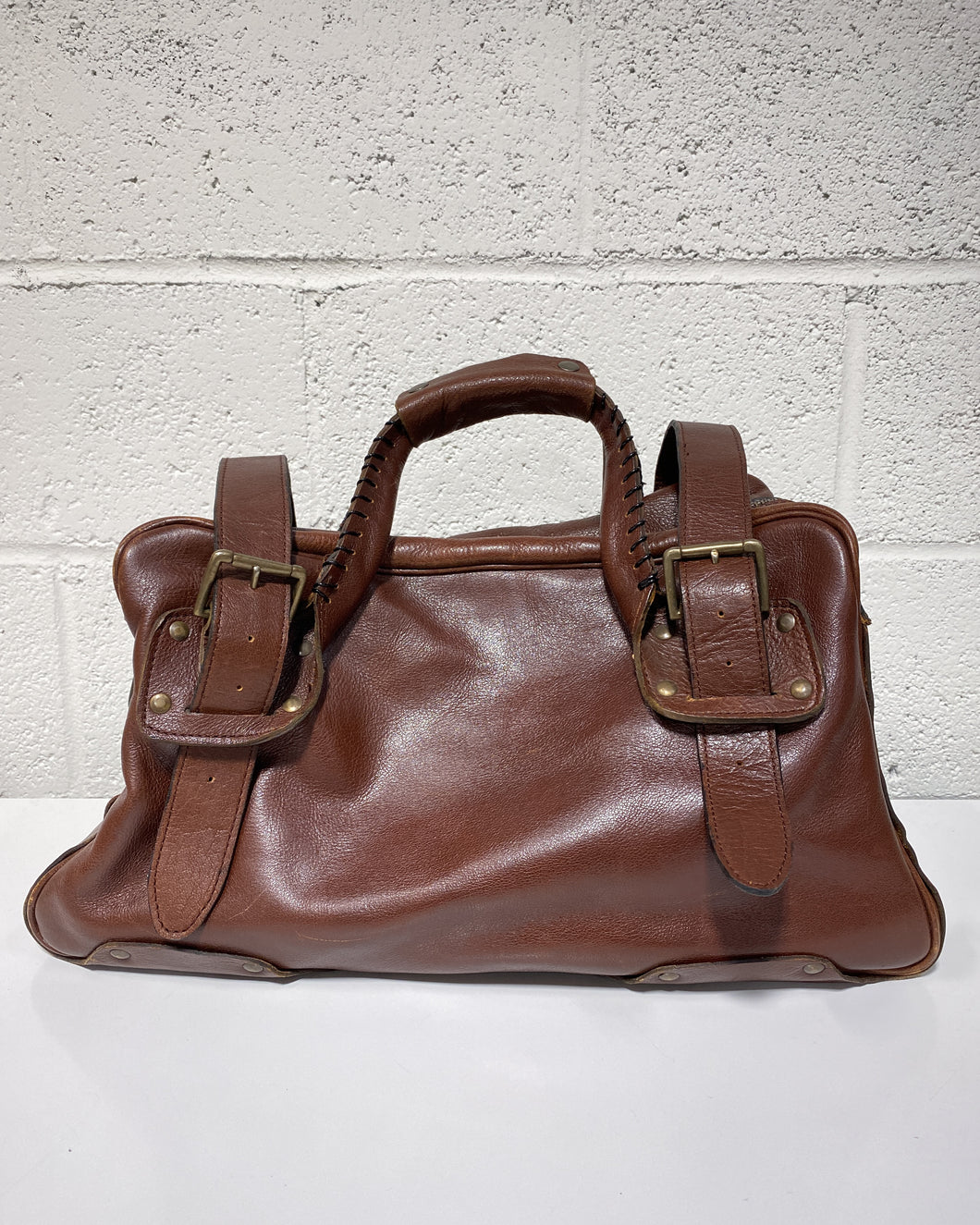 Vintage Brown Leather Overnight Bag