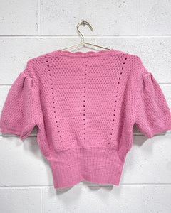 Pink Knit Blouse with Buttons (L)