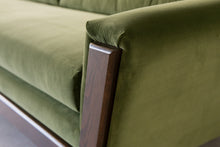 Load image into Gallery viewer, 80&quot; Desmond Walnut Framed Sofa in Olive Green
