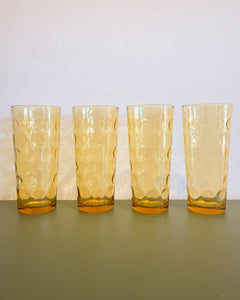 Vintage Hazel Atlas Amber Drinking Glasses - Set of 4