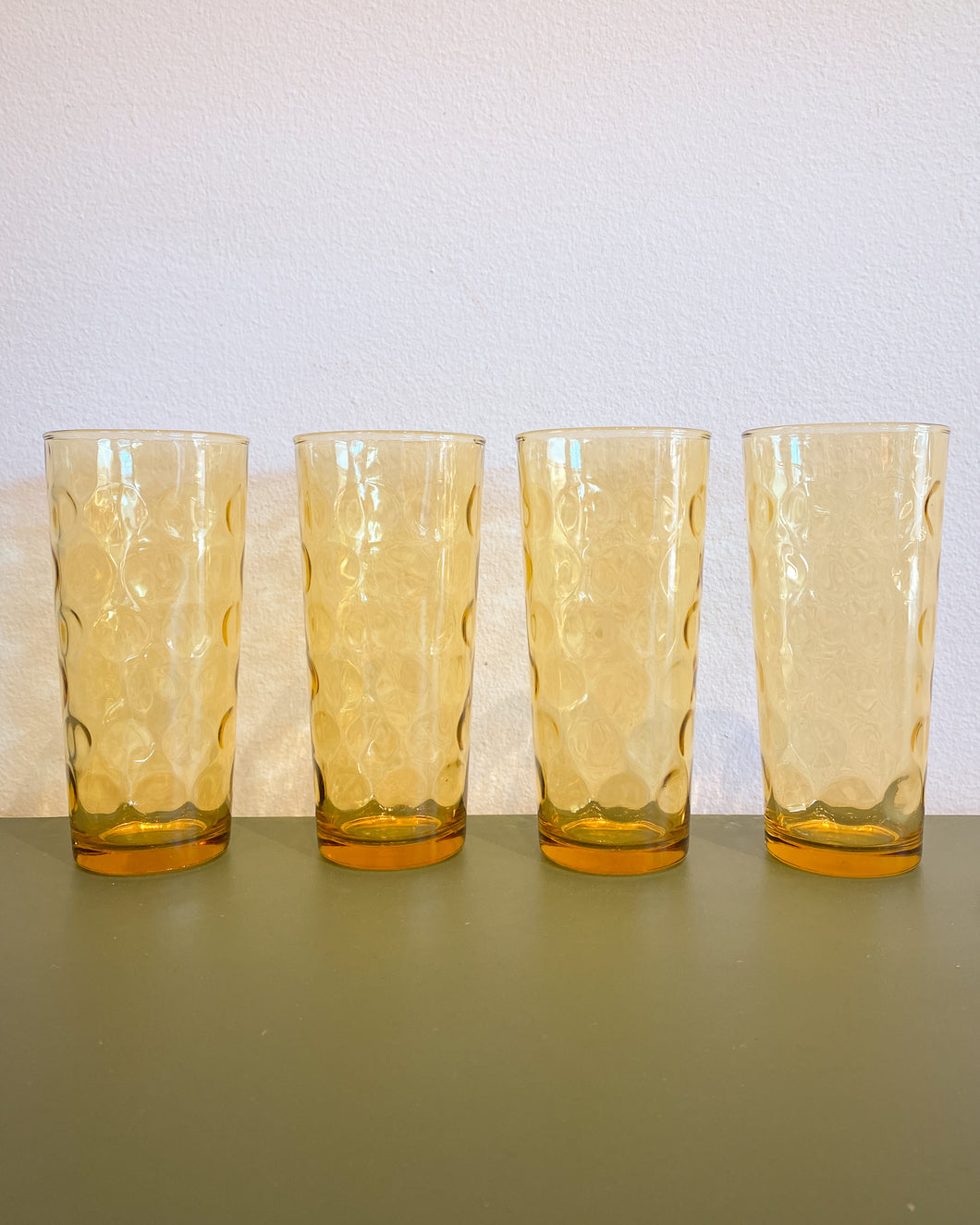 Vintage Hazel Atlas Amber Drinking Glasses - Set of 4