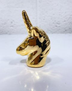 Mini Gold Unicorn Head Figurine