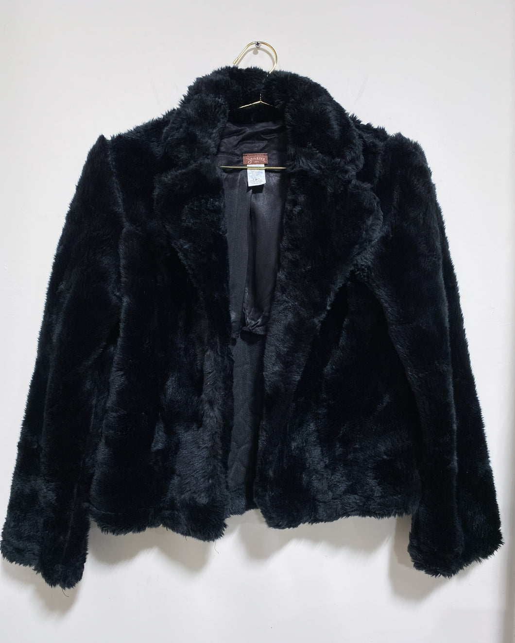 Black Faux Fur Waist Coast (L)