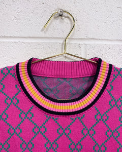 Pink Pullover with Green Chain Motif (XL)