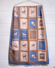 Load image into Gallery viewer, Large Equestrian Scarf/Throw in Blue and Beige
