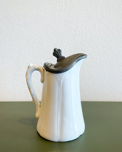 English Victorian Syrup or Milk Jug with a Pewter Lid