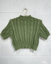 Load image into Gallery viewer, Olive Green Knit Mockneck Blouse (L)
