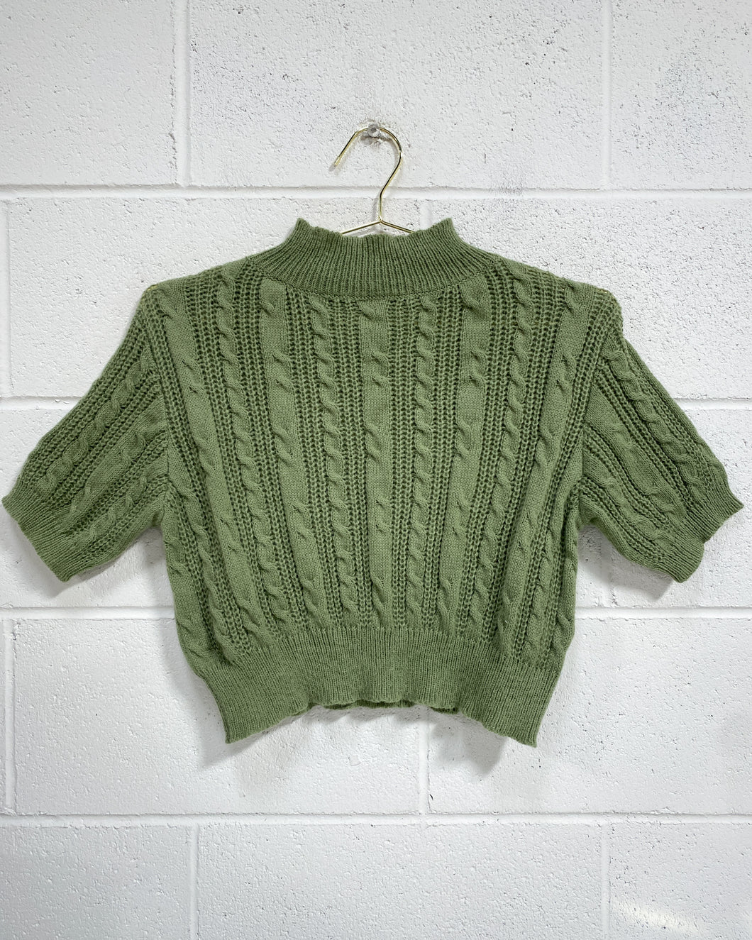 Olive Green Knit Mockneck Blouse (L)